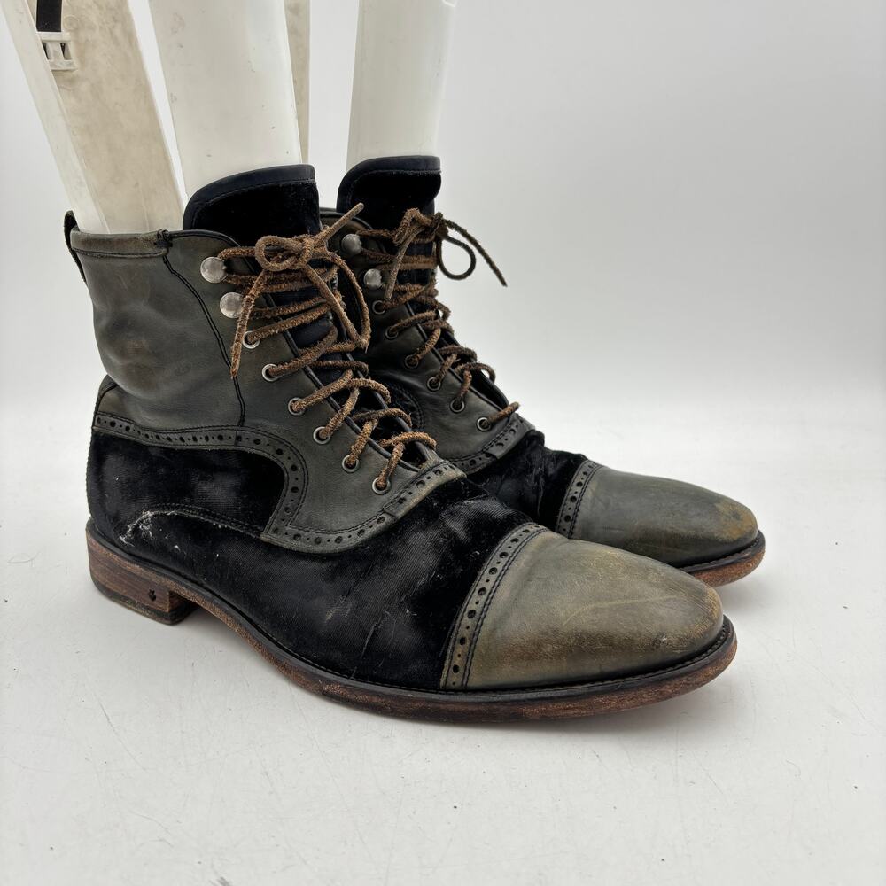 John Varvatos Collection Fleetwood Cap Toe Velvet & Leather Boots Men's 11